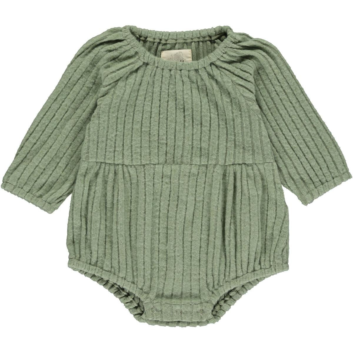 covelDaisy Bubble Romper - Olive Green - Premium bodysuit from Vignette - Just $28! Shop now at covel0-12, baby, bodysuit, girlscovel