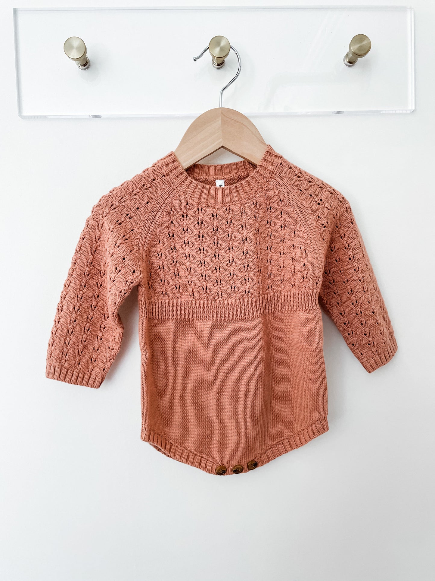covelAnna Knit Sweater Romper -Dark Peach - Premium romper from babysprouts clothing company - Just $34! Shop now at covel0-12, 12-24, baby, baby sweater, bodysuit, Faire, girlscovel