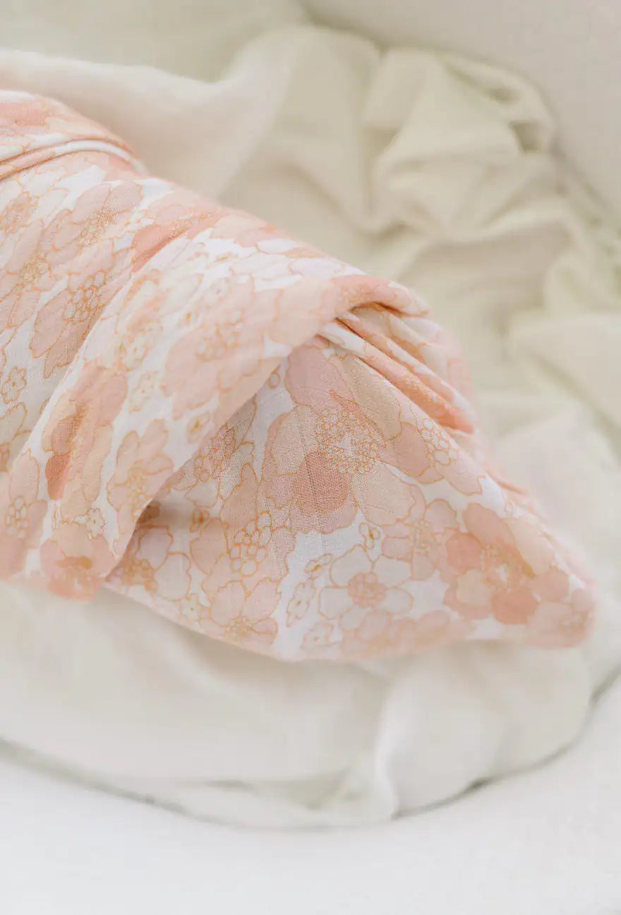 covelBlush Floral Swaddle Blanket - Premium swaddle from Harp Angel - Just $24! Shop now at covelbaby, blanket, girl, swaddlecovel