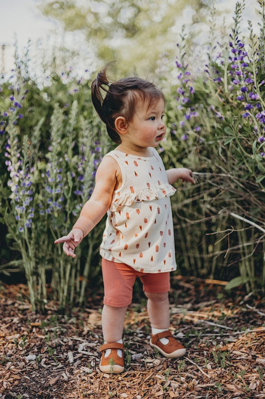 covelEmily Ruffle Tank Top - Summer Treats - Premium tank from babysprouts clothing company - Just $10! Shop now at covel12-24, baby, baby top, Faire, girls, kid top, Kids, Toddlercovel