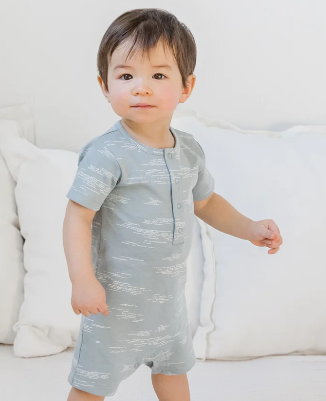 covelMiles Short Sleeve Romper - Ocean Waves - Premium romper from Colored Organics - Just $24! Shop now at covel0-12, baby, bodysuit, boys, Fairecovel