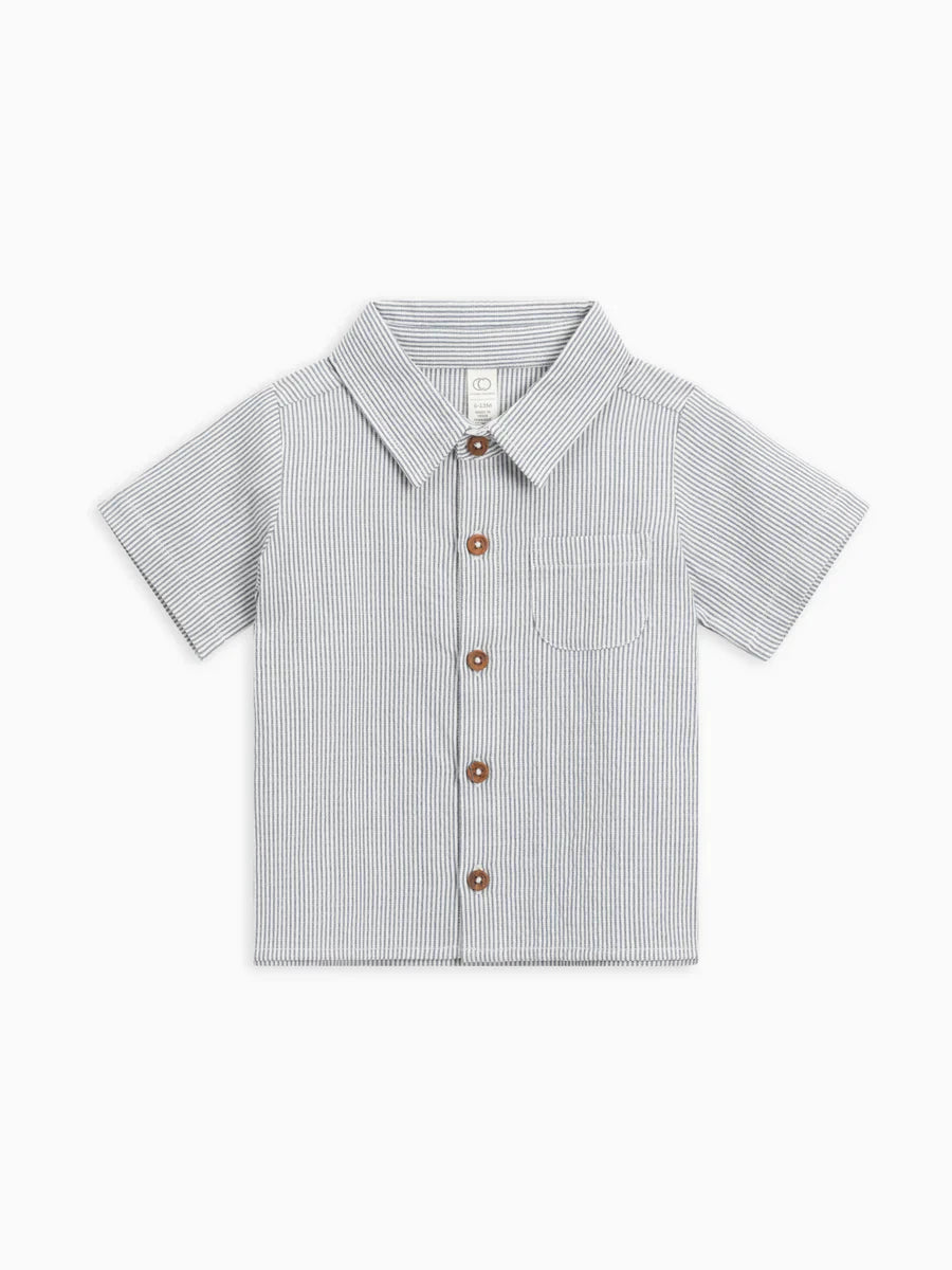 covelWilliam Seersucker Button Down - Harbor Shore Stripe - Premium button up from Colored Organics - Just $24! Shop now at covel0-12, 12-24, baby top, boys, Faire, kid top, Kids, Toddlercovel
