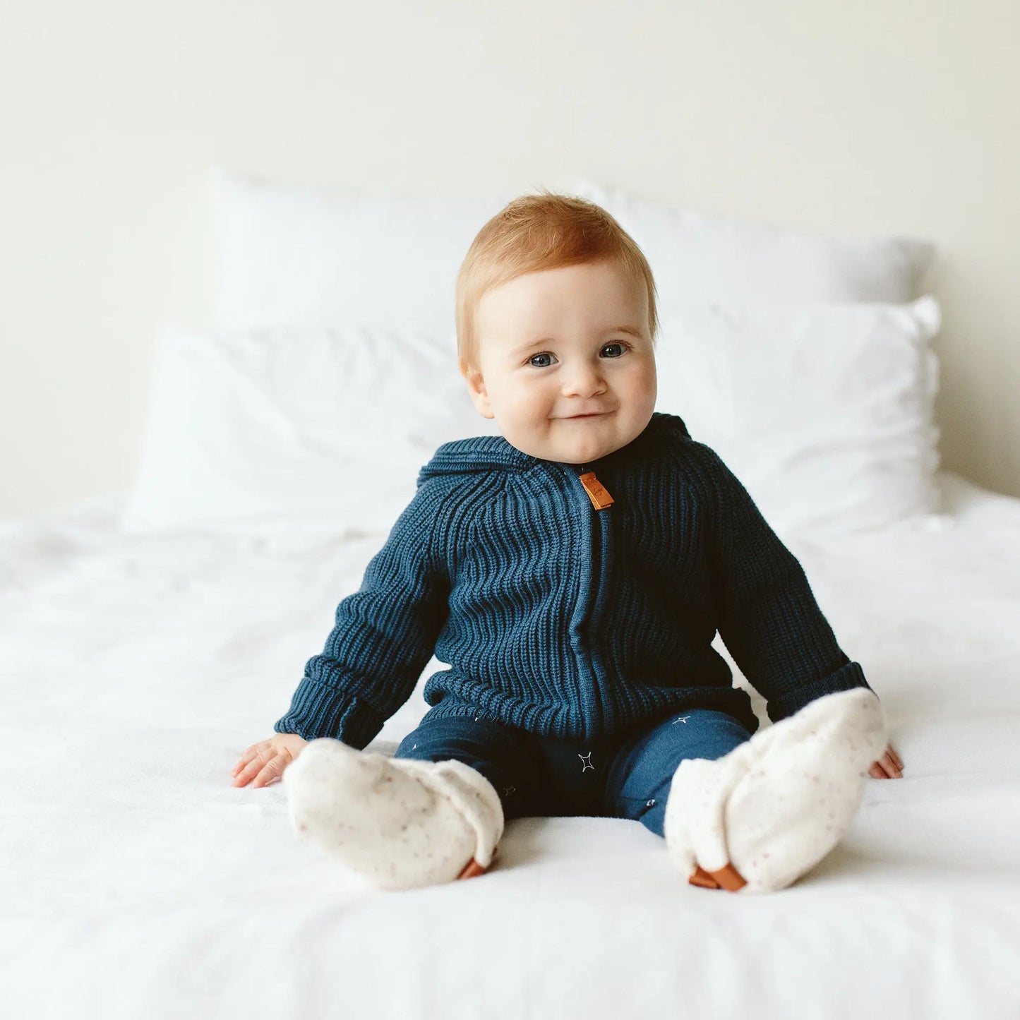 covelDylan Knit Hoodie - Navy - Premium  from goumikids - Just $40! Shop now at covel0-12, 12-24, baby, baby sweater, boys, Faire, Kids, kids sweater, Toddlercovel