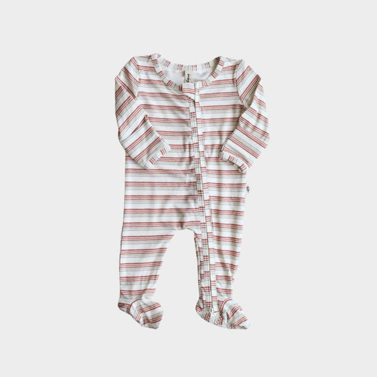covelVintage Pink Stripe Bamboo Zipper Sleeper - Premium zip up sleeper from babysprouts clothing company - Just $36! Shop now at covel0-12, 12-24, baby, baby pajamas, Faire, girlscovel