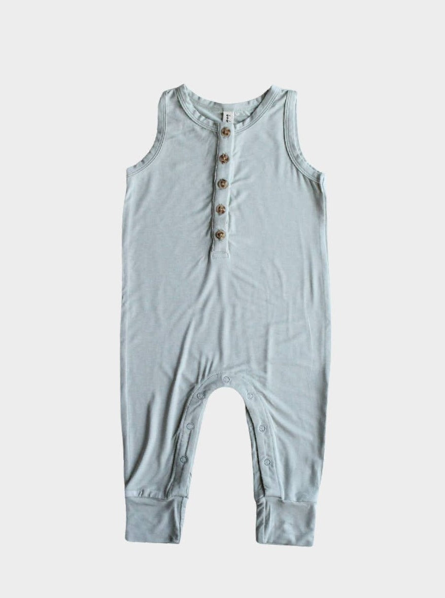 covelLogan Henley Bamboo Romper - Mint - Premium romper from babysprouts clothing company - Just $12! Shop now at covel0-12, 12-24, baby, bodysuit, boys, Faire, rompercovel