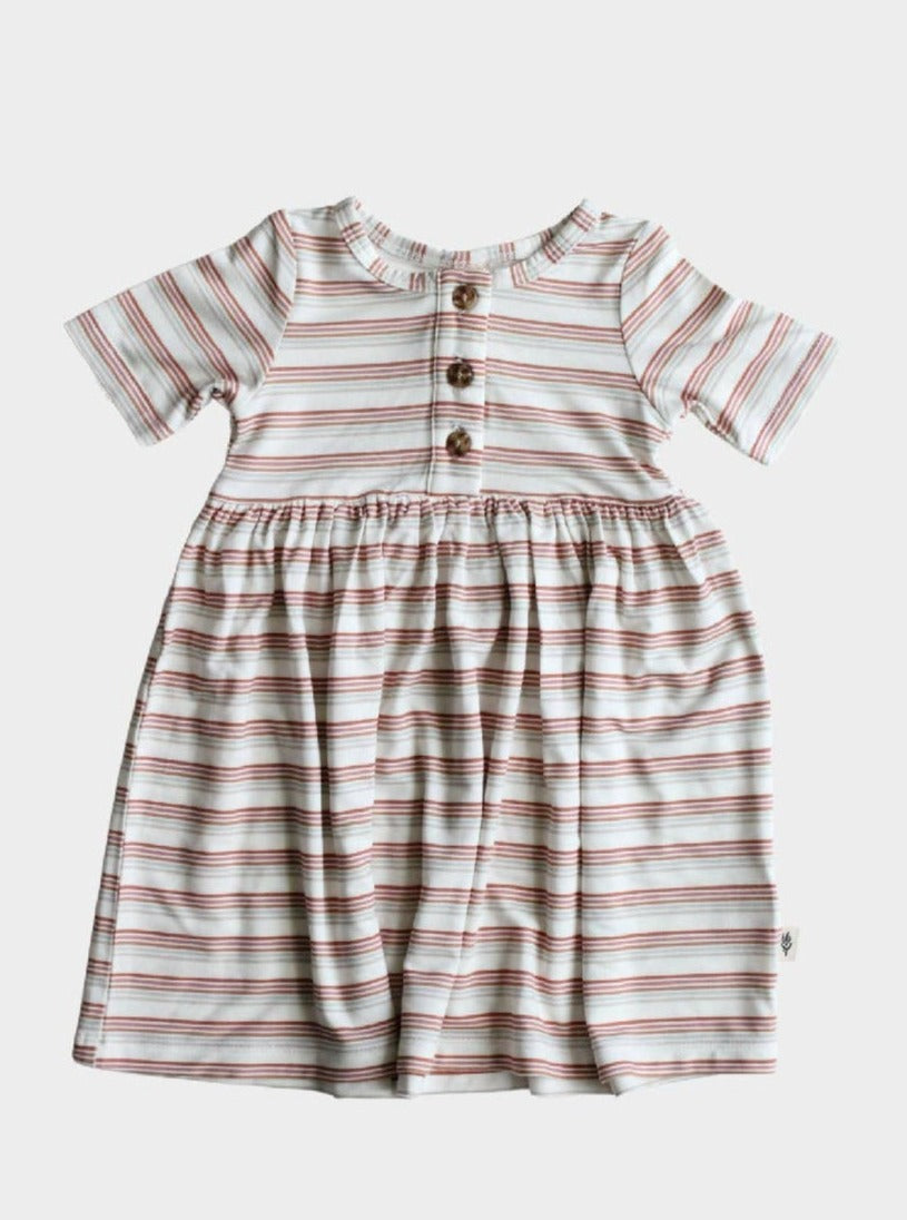 covelMaddyn Henley Bamboo Dress - Rainbow Stripe - Premium dress from babysprouts clothing company - Just $24! Shop now at covelFaire, girl, girls, Kids, kids dresses, Toddlercovel