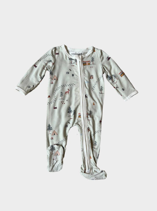 covelCamp Print Bamboo Zipper Sleeper - Premium Pajamas from babysprouts clothing company - Just $36! Shop now at covel0-12, 12-24, baby, baby pajamas, boys, Fairecovel