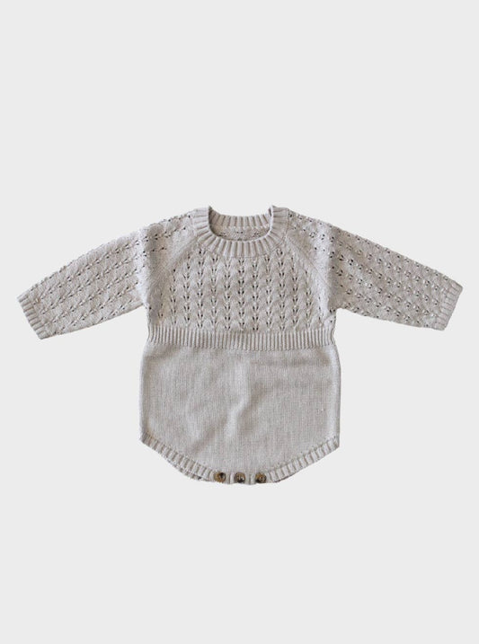 babysprouts clothing company - F23 D2: Baby Knit Sweater Romper in Beige - covel