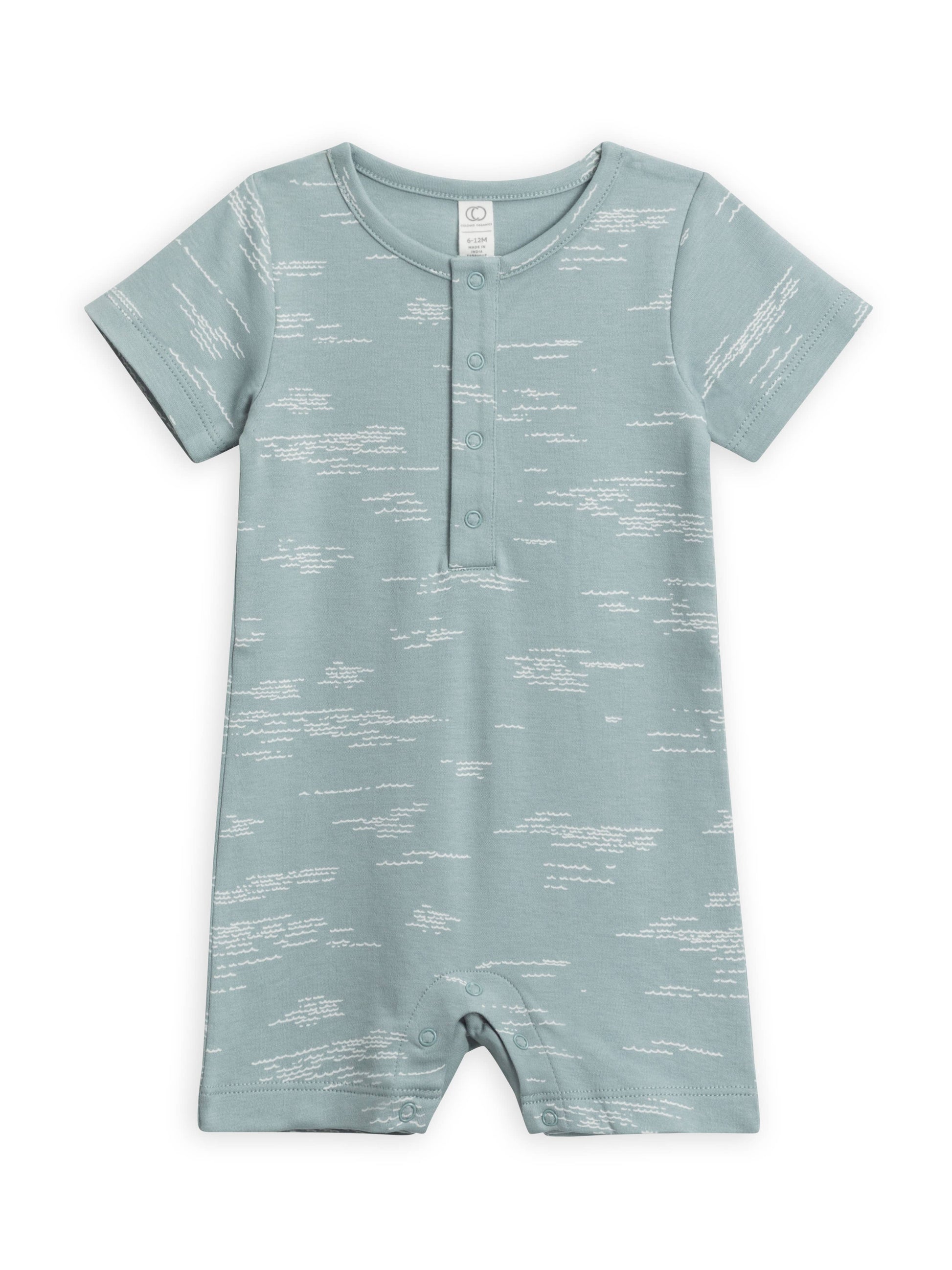 covelMiles Short Sleeve Romper - Ocean Waves - Premium romper from Colored Organics - Just $24! Shop now at covel0-12, baby, bodysuit, boys, Fairecovel