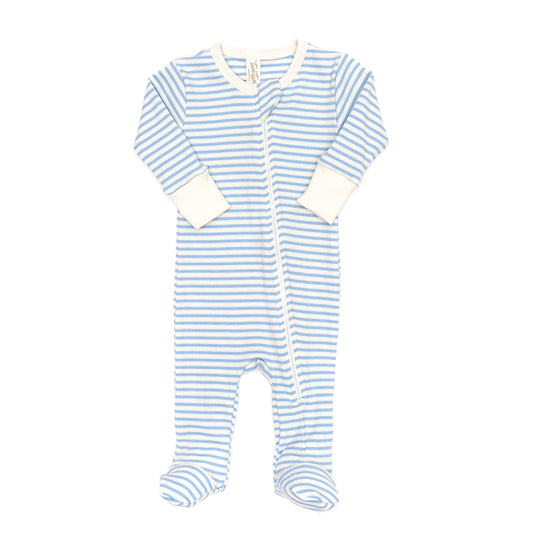 covelBlue Stripes Zipper Sleeper - Premium zip up sleeper from TunTun - Just $36! Shop now at covel0-12, baby, baby pajamas, boy, boyscovel
