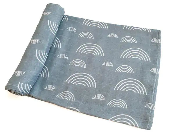 covelDusty Blue Rainbow Swaddle Blanket - Premium swaddle from Harp Angel - Just $24! Shop now at covelbaby, blanket, blankets, swaddlecovel