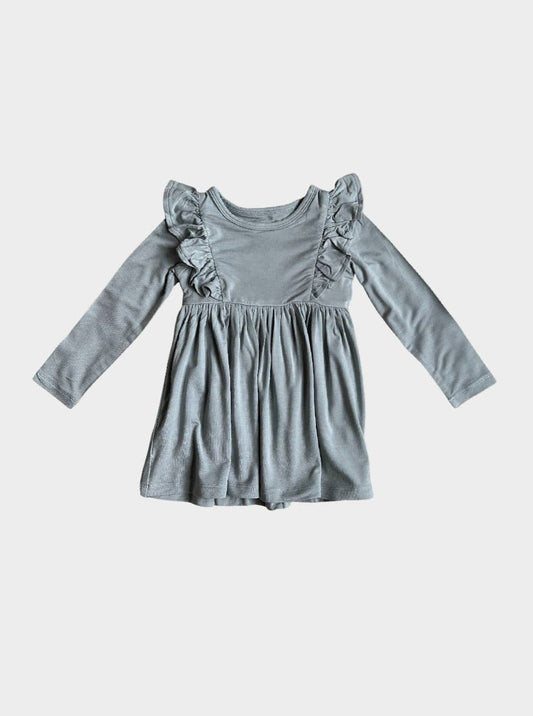 covelBrooklyn Bamboo Ruffle Dress - Baby Blue - Premium Dresses from babysprouts clothing company - Just $34! Shop now at covel12-24, baby, baby dress, Faire, girls, Kids, kids dresses, Toddlercovel