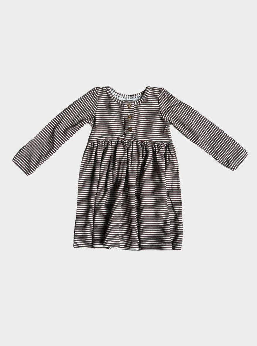 babysprouts clothing company - F23 D2: Girl's Longsleeve Henley Dress in Christmas Stripe - covel