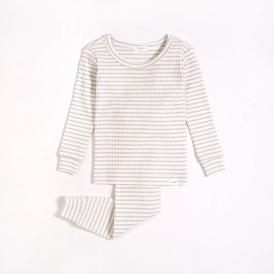 covelLunar Grey Stripe Pajama Set - Premium pajamas from Petit Lem - Just $34! Shop now at covel12-24, baby, baby pajamas, boys, girls, kid pajamas, Toddlercovel