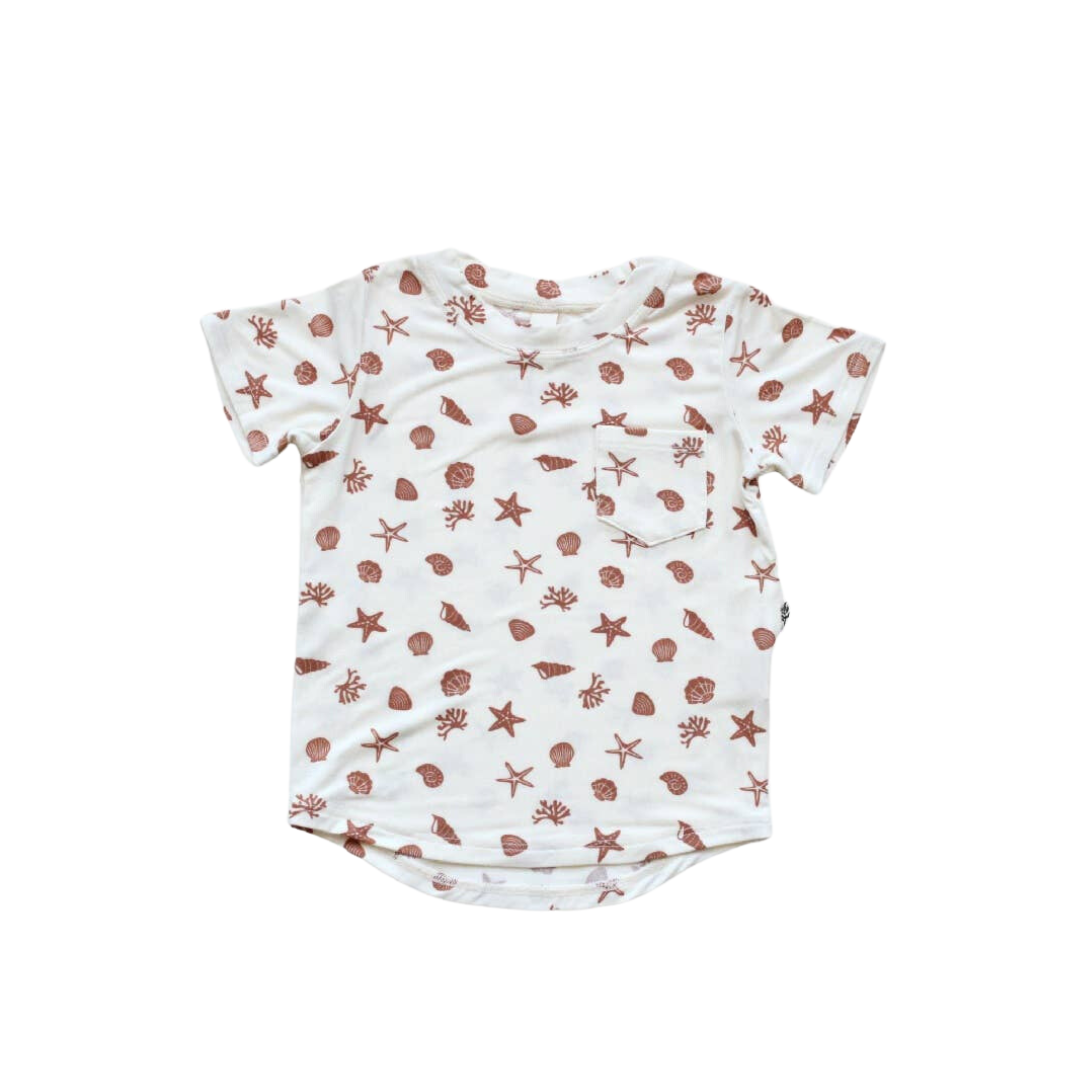 covelLiam Pocket Bamboo Tee - Seashells - Premium t-shirt from babysprouts clothing company - Just $12! Shop now at covel0-12, 12-24, baby, baby top, boys, Faire, kid top, Kids, Toddlercovel