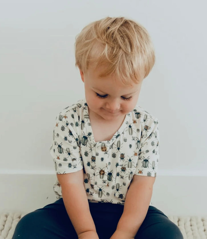 covelColton Henley Bamboo Tee - Bugs - Premium henley from babysprouts clothing company - Just $20! Shop now at covel12-24, baby, baby top, boys, Faire, Toddlercovel