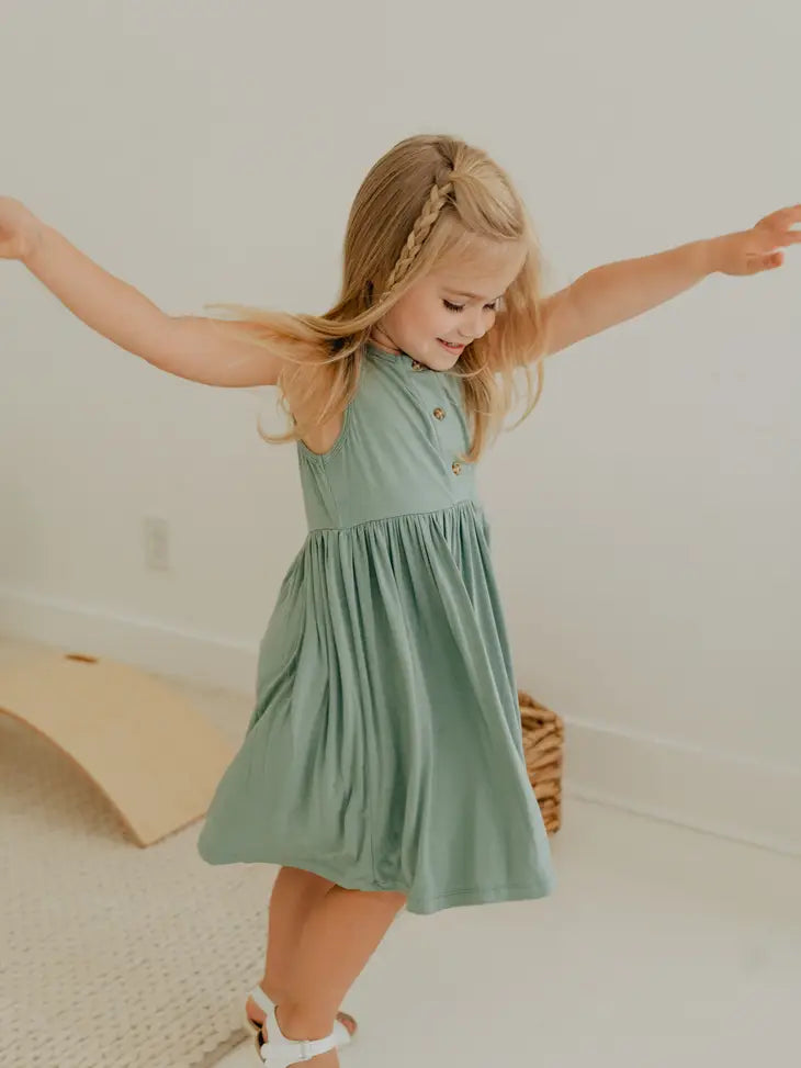 covelMaddyn Henley Tank Dress - Teal Green - Premium dress from babysprouts clothing company - Just $30! Shop now at covelFaire, girls, Kids, kids dresses, Toddlercovel